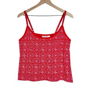 Y2K Plus Size Bandana Print Crop Tank 18/20 Red Stretch